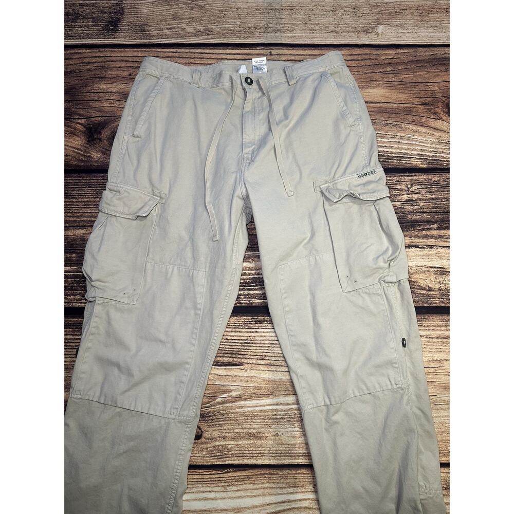 Lucky Brand Cargo Pants Mens 38x30 Khaki Tan Drawstring Utility Casual Y2K
